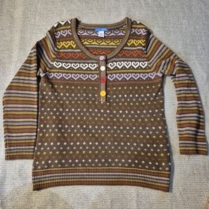 Delia's Y2k Heart Stripe Granny Core Cottagecore Retro Long Sleeve Sz XL,